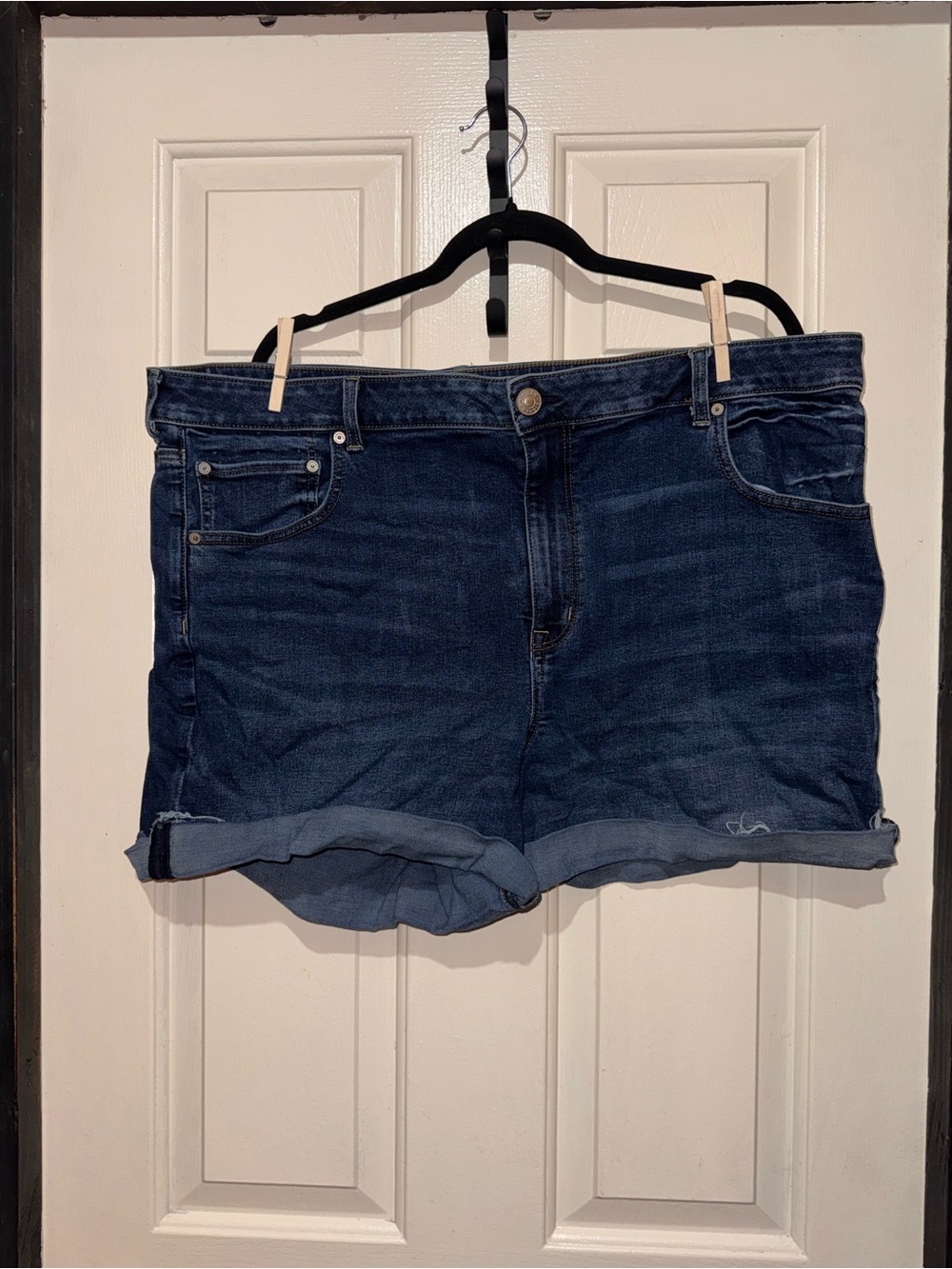 American Eagle Outfitters Dark Blue Rolled-Hem Denim Shorts